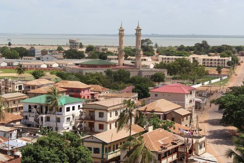 Miesto Panorama, Banjul, Afrika, Gambia, Kapitalas, Kraštovaizdis, Miestas, Vandenynas, Mečetė