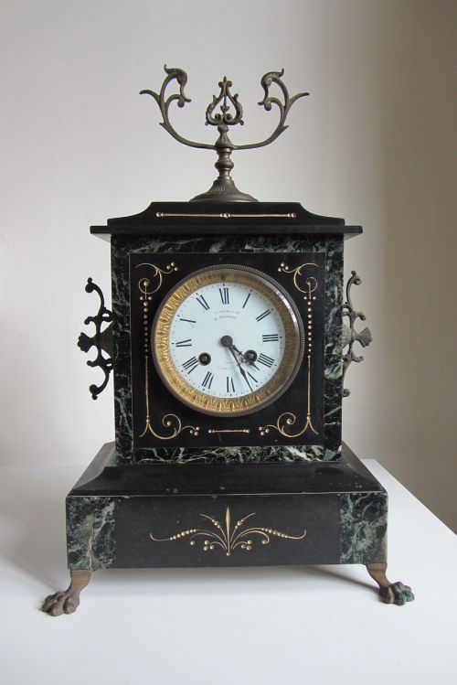Laikrodis, Prancūzijos Mantelio Laikrodis, Laikrodis, Senovinis, Žyma, Prancūzų Kalba
