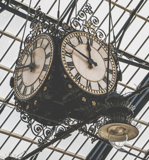Laikrodis, Vintage, Retro, Traukinių Stotis, Senas
