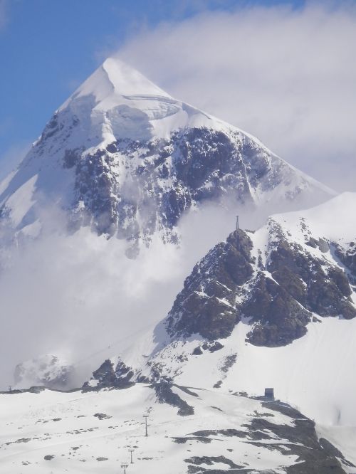 Uždaryti, A, Mont Blanc, Kalnas, Sniegas, Žygiai, Sci, Ekstremalios, Aukštas, Asmuo, Sportas