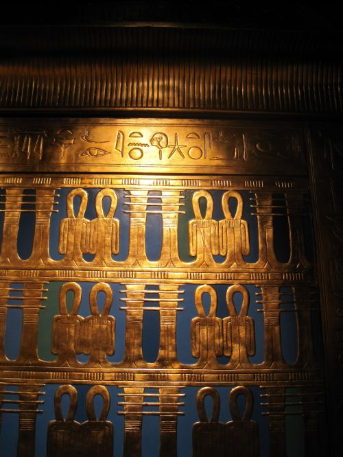 Šventykla,  Auksas,  Egyptian,  Kopija,  Modelis,  Uždaryti Egiptiečių Dekoratyvinį Raštą