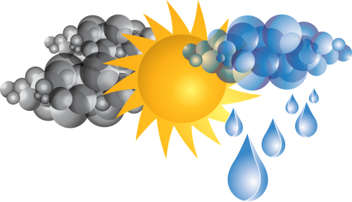 Debesys, Lietus, Saulė, Oras, Nemokama Vektorinė Grafika