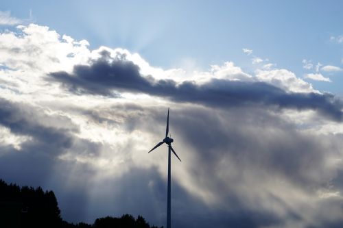 Debesys, Vėjo Turbina, Dangus, Mėlynas, Atsinaujinanti Energija