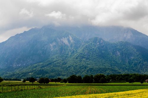 Debesuota, Kalnas, Slėnis, Highland, Kraštovaizdis, Gamta, Medžiai, Augalai, Miškas, Ūkis, Laukas