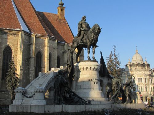 Cluj-Napoca,  Transilvanija,  Senamiestis,  Miestas,  Paminklas,  Statula,  Matthias Corvinus Of Hungary