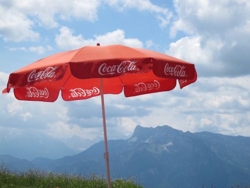 Coca Cola, Coka, Skėtis Nuo Saulės, Kola, Vėjas, Vasara, Alpių, Kalnai, Einkehr