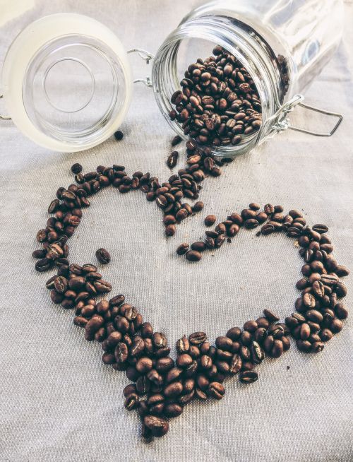 Kava,  Pupos,  Jar,  Stiklas,  Širdis,  Figūra,  Vintage,  Kavos Pupelės Širdies Formos