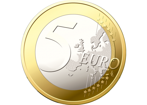 Moneta, 5 Eurų, Pinigai, Euras, Vertingas, Sidabras, Auksas