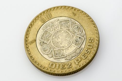 Moneta, Pesos, Pinigai, Pesas, Dešimt, Valiuta, Meksika, Baltas Fonas, Ekonomika, Meksikietis, Blizgantis