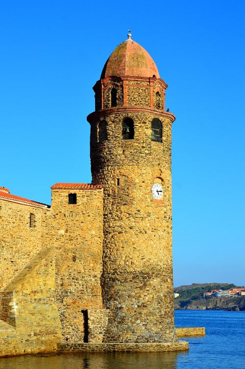 Collioure, France, Katalonų, Prancūzų Miestas, Viduržemio Jūros, Mūsų Dievo Angelų Bažnyčia, Saulėlydis