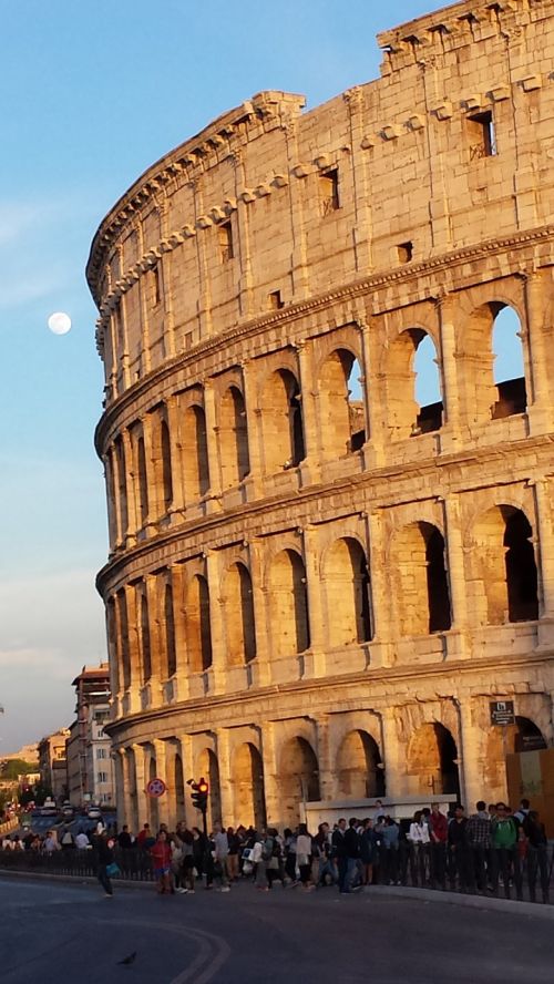 Kolosas, Colosseo, Roma, Romėnų, Architektūra, Senovės, Pilnatis, Italy, Ispanų, Orientyras, Vakaras, Turizmas