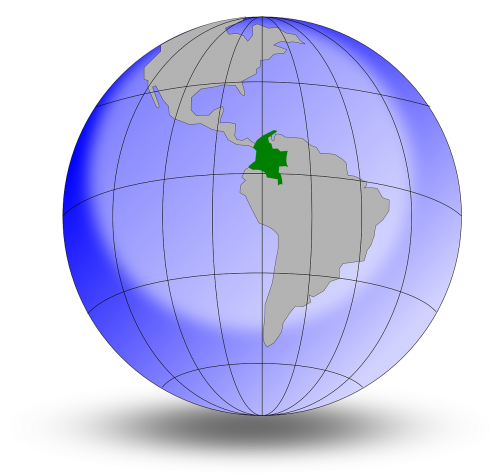 Kolumbija, Žemė, Gaublys, Pasaulis, Pietų Amerika, Geografija, Žemėlapis, Nemokama Vektorinė Grafika