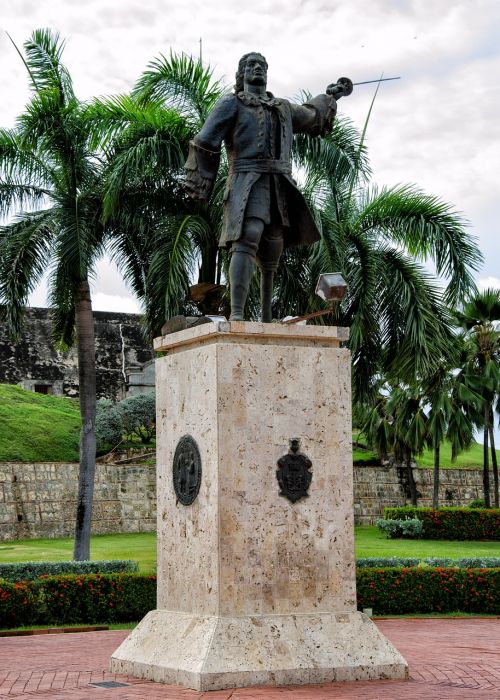 Kolumbija, Statula, Kartagena, Karibai, Don Blas De Lezo, Admirolas, Castillo San Felipe, Plaza, Erdvė, Palmės