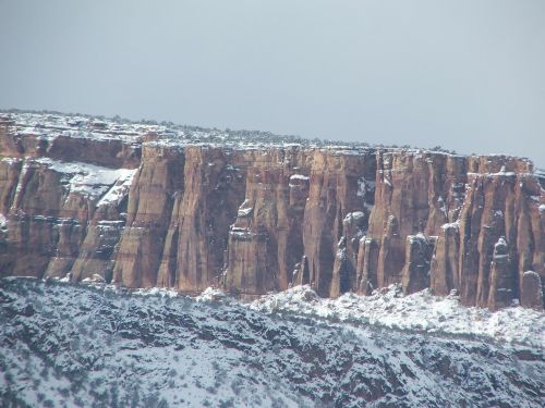 Kolorado Nacionalinis Paminklas, Akmenys, Kalnai, Uolos, Akmens Siena, Žiema, Sniegas