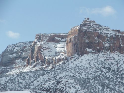 Kolorado Nacionalinis Paminklas, Akmenys, Kalnai, Uolos, Akmens Siena, Žiema, Sniegas