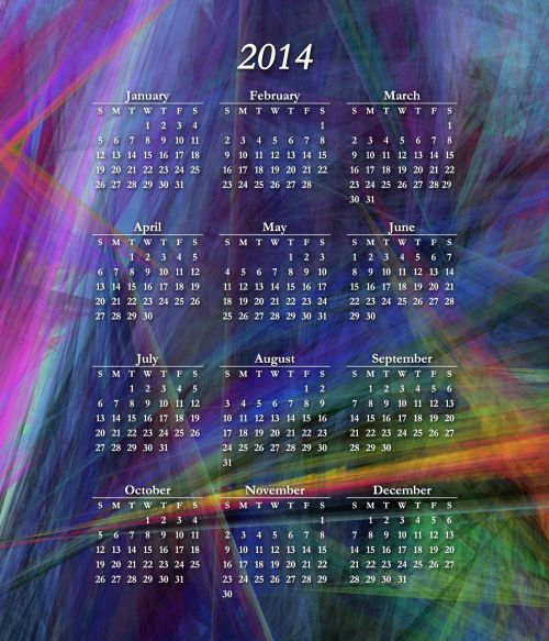 Kalendorius,  2014,  Spalvinga,  Grafika,  Abstraktus,  3X4,  3 & Nbsp,  X & Nbsp,  4,  Metai,  Metinis,  Pritaikyti,  Individualizuoti,  Spalvotas 2014 Kalendorius V2