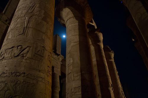 Stulpeliai, Egiptas, Karnakas, Naktis, Mėnulis, Luxor, Senovės, Civilizacija, Hieroglifai, Antikvariniai Daiktai