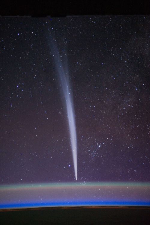 Kometa, Comet Lovejoy, Vaizdas Iš Iss, Tarptautinė Kosminė Stotis, Horizontas, Žemė, Erdvė, Uodega, Streikuoti
