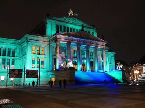 Koncertų Salė, Berlynas, Naktinė Nuotrauka, Didelis Miestas