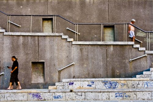 Betonas, Žingsniai, Laiptai, Grafiti, Žmonės