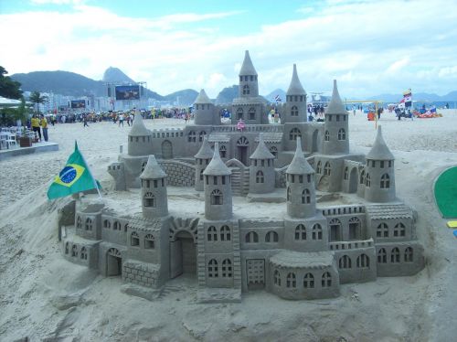 Copacabana, Brazilija, Rio, Papludimys, Smėlio Skulptūra, Pilis