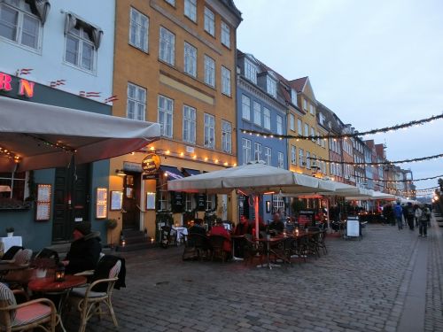 Kopenhaga, Denmark, Uostas, Nyhavn, Restoranai, Promenada