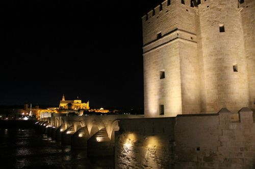 Cordoba, Katedra, Miesto, Romėnų Tiltas, Tiltas, Calahorra, Naktis Córdoba, Cordoba Spain, Architektūra