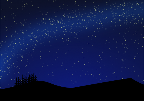 Kosminis, Tamsi, Žemė, Kraštovaizdis, Naktis, Dangus, Žvaigždės, Medžiai, Nemokama Vektorinė Grafika