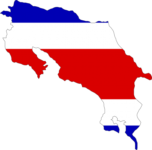 Kosta Rika, Centrinė Amerika, Vėliava, Žemėlapis, Šalis, Nemokama Vektorinė Grafika