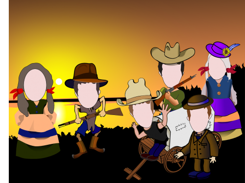 Kaubojus, Cowgirls, Laukiniai Vakarai, Vakarų, Rednecks, Karikatūra, Animacinis Filmas, Nemokama Vektorinė Grafika