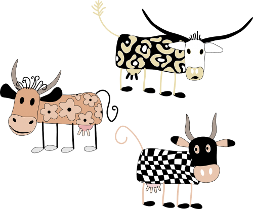 Karvės, Mielas, Juokinga, Gyvūnai, Ūkis, Pienas, Nemokama Vektorinė Grafika