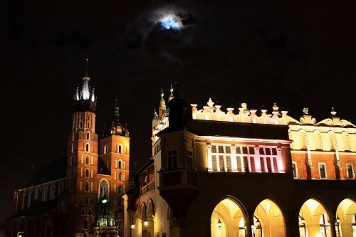 Cracow,  Krakow,  Lenkija,  Miestas,  Miestas,  Senas,  Turgus,  Kvadratas,  Bazilika,  Bažnyčia,  Architektūra,  Bokštas,  Cracow Naktį