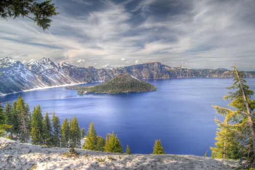 Kraterio Ežeras, Oregonas, Nacionalinis Parkas, Usa, Ežeras, Vulkanas, Tamsiai Mėlyna, Krateris