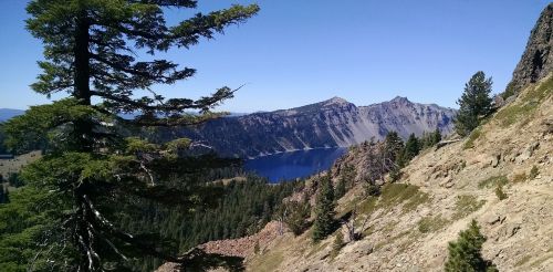 Kraterio Ežeras, Oregonas, Nacionalinis Parkas, Mėlynas, Gamta, Dangus, Panoraminis