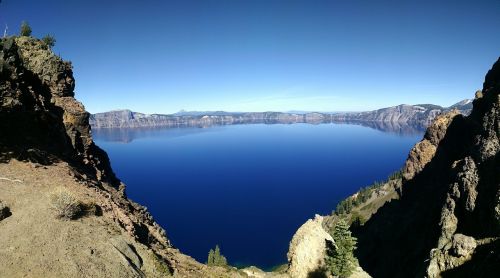 Kraterio Ežeras, Oregonas, Nacionalinis Parkas, Mėlynas, Gamta, Vanduo, Kraštovaizdis, Dangus