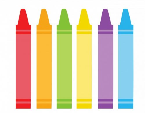 Pieštukai, Vaško Pieštukai, Spalvinga, Raudona, Oranžinė, Žalias, Geltona, Mėlynas