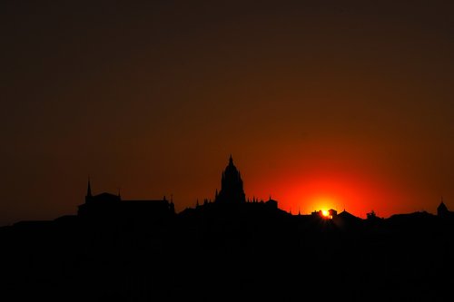 Crespúsculo,  Siluetas,  Katedra,  Segovia,  Saulė,  Šešėlis,  Spalvos