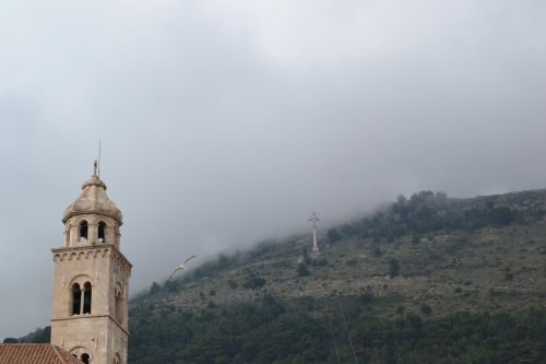 Kroatija, Bokštas, Rūkas, Kalnai, Bažnyčia, Dubrovnik