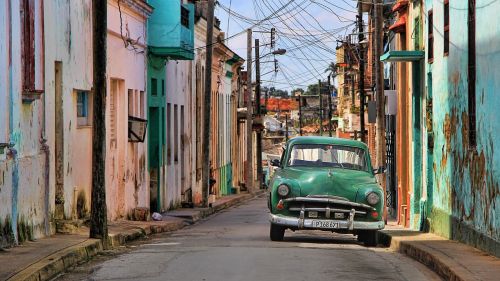 Kuba, Oldtimer, Automatinis, Automobiliai, Transporto Priemonė, Mėlynas, Žalias, Retro, Aušintuvas