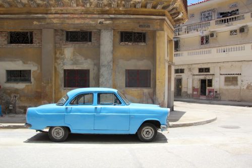 Kuba, Oldtimer, Mėlynas, Klasikinis, Amerikietiškas Automobilis, Havana, Šviesiai Mėlynas, Klasikinis Automobilis