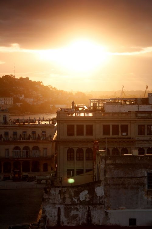 Kuba, Havana, Saulėlydis, Saulėtekis, Panorama, Horizontas, Debesys, Miestas