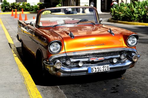 Kuba, Havana, Automobilis, Senas, Habana, Karibai, Miestas, Vintage, Turizmas, Istorinis, Retro, Klasikinis, Amerikietis, Chevy, Modelis, Chevrolet, Auksas, Taksi