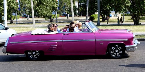 Kuba, Havana, Automobilis, Vintage, Rožinis, Kabrioletas, V8 Variklis, Chromas, Karibai, Amerikietis, Lauke, Kapitalas, Turistinis, Taksi