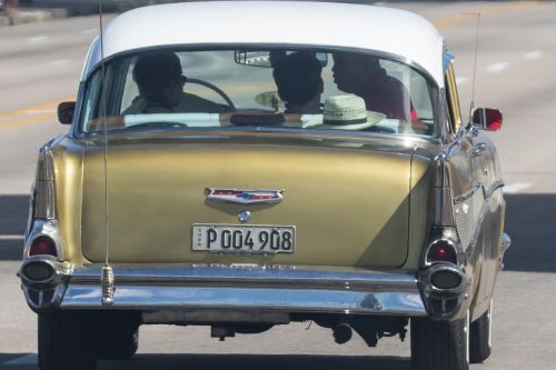 Kuba, Havana, Malecon, Almendronas, Chevy, Auksas, Automobilis, Taksi, Sedanas