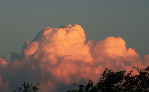 Cumulus Cloud, Debesis, Rožinis, Didelis, Didingas, Cumulus, Saulėlydis, Švytėjimas