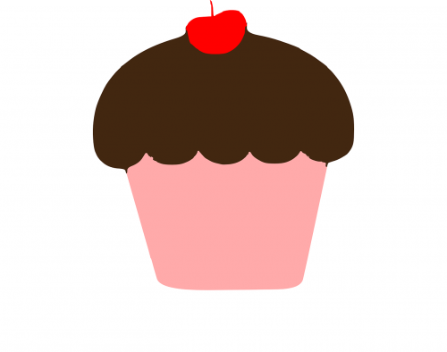 Cupcake, Mufino, Rožinis, Vyšnia, Apledėjimas, Šokoladas, Saldainiai, Nemokama Vektorinė Grafika