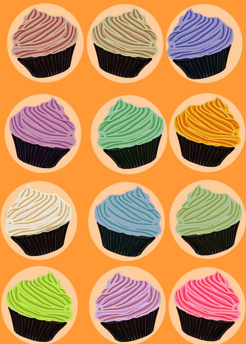 Cupcake,  Klipas,  Menas,  Fonas,  Dizainas,  Kortelė,  Gimtadienis,  Oranžinė,  Saldainiai,  Šventė,  Cupcake Flavors Background