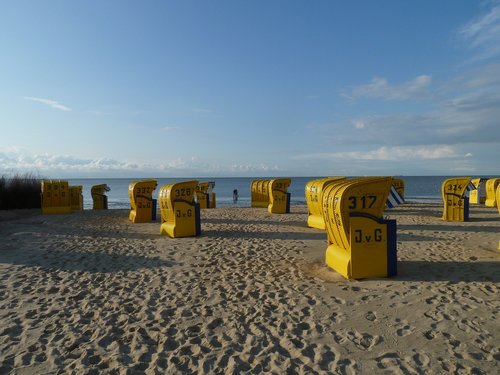 Cuxhaven,  Paplūdimio Kėdės,  Klubai,  Geltona,  Smėlis,  Papludimys,  Jūra,  Pakrantė