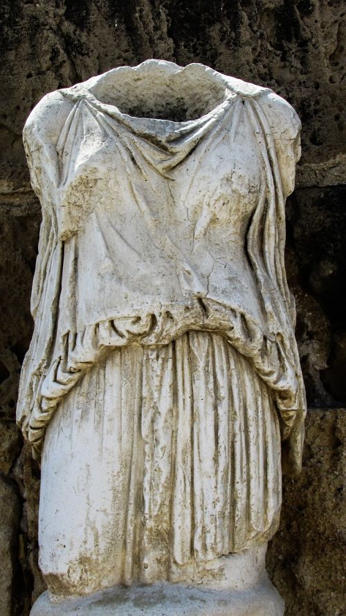 Kipras, Salamis, Statula, Moteris, Tunika, Archeologija, Archeologiniai, Kultūra, Orientyras, Famagusta, Turizmas