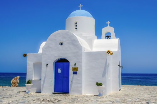 Kipras, Protaras, Ayios Nikolaos, Bažnyčia, Ortodoksas, Religija, Architektūra, Viduržemio Jūros, Mėlyna Ir Balta